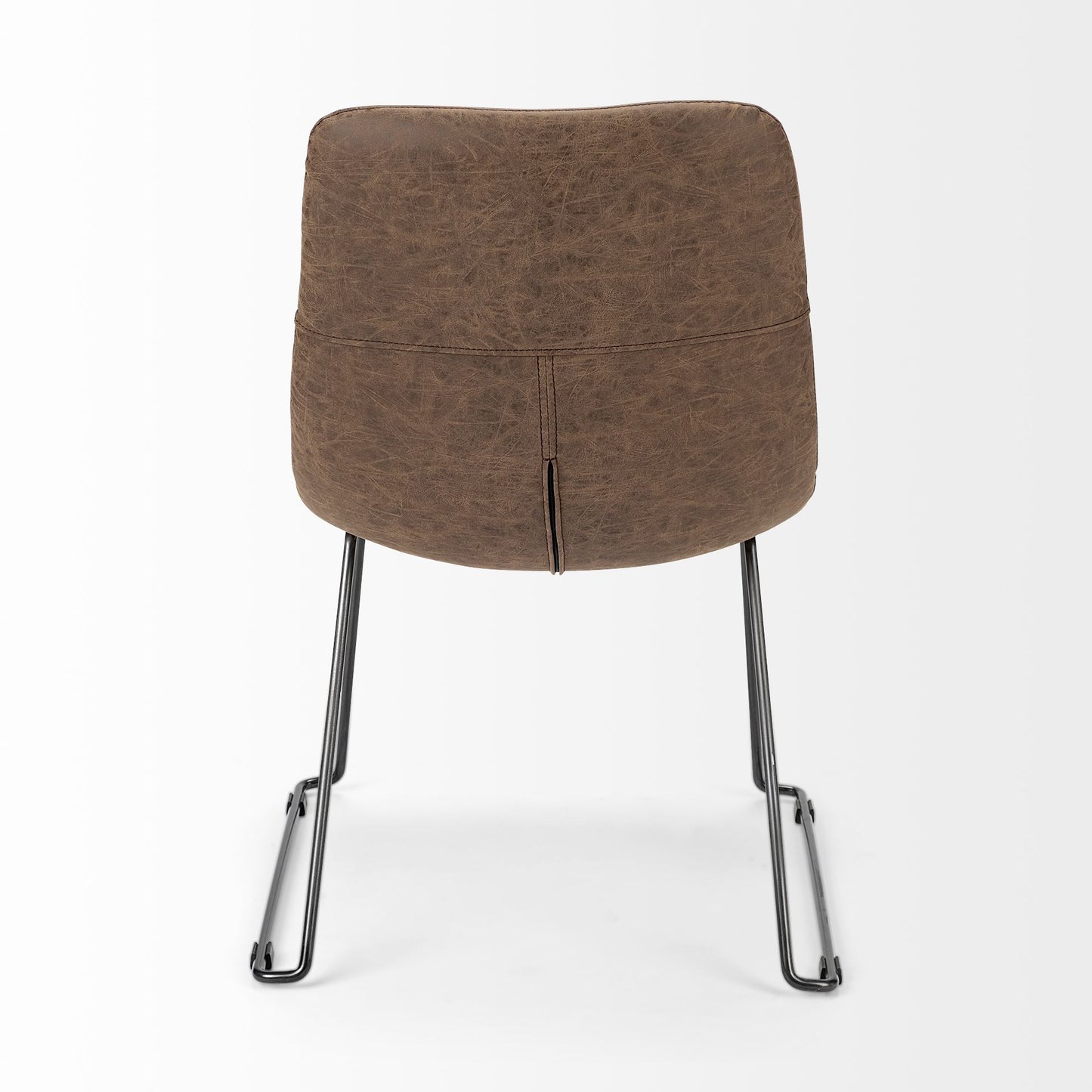 Sawyer Dining Chair Brown Faux Leather | Black Metal (Side Chair) - dining-chairs
