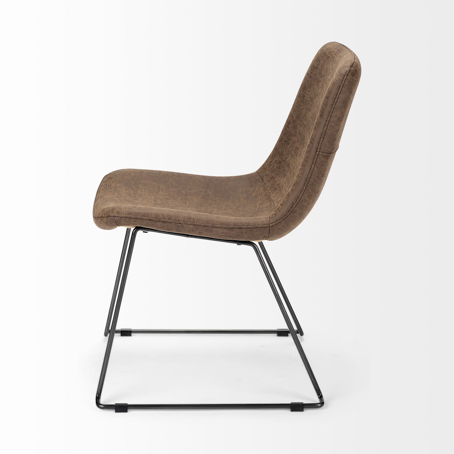 Sawyer Dining Chair Brown Faux Leather | Black Metal (Side Chair) - dining-chairs