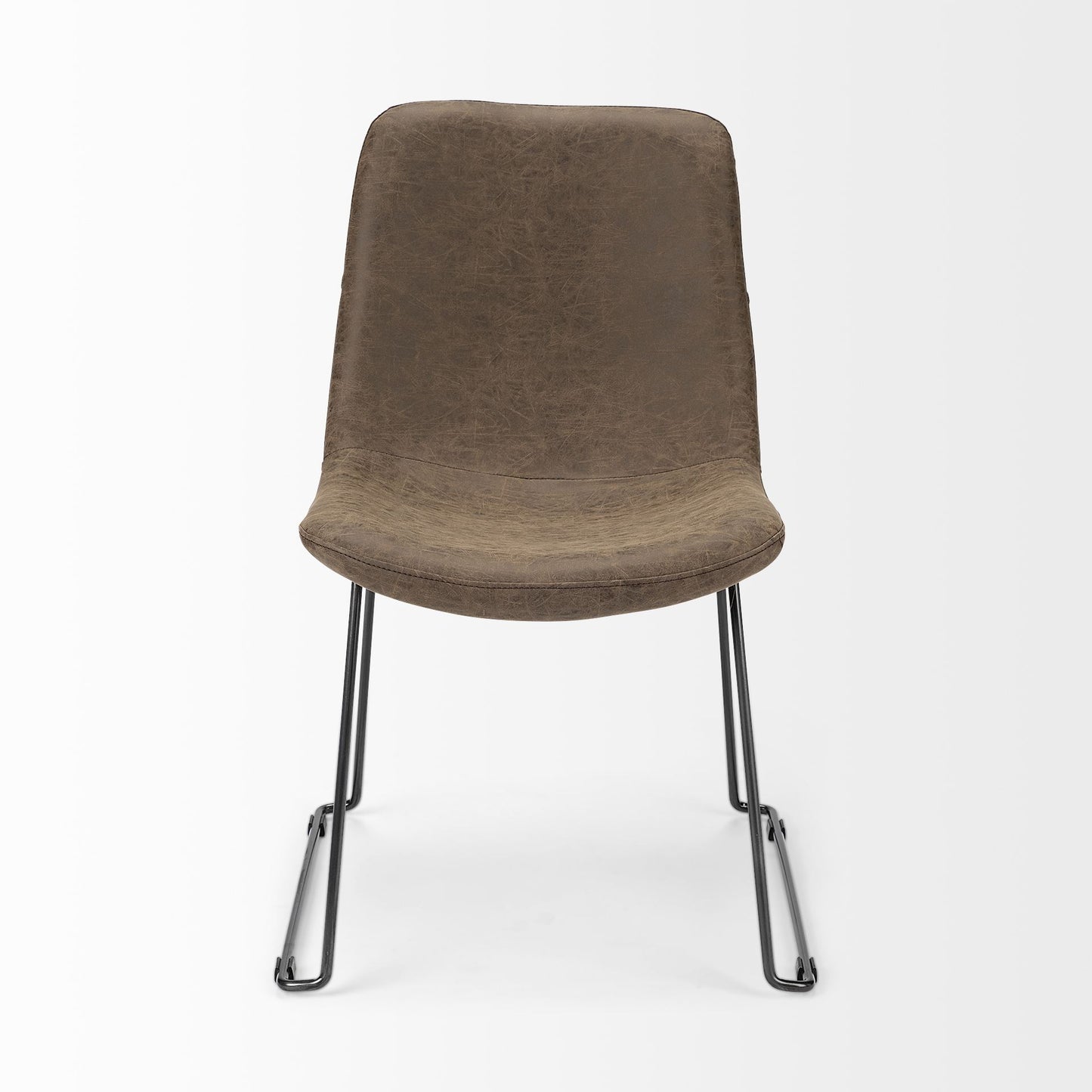 Sawyer Dining Chair Brown Faux Leather | Black Metal (Side Chair) - dining-chairs