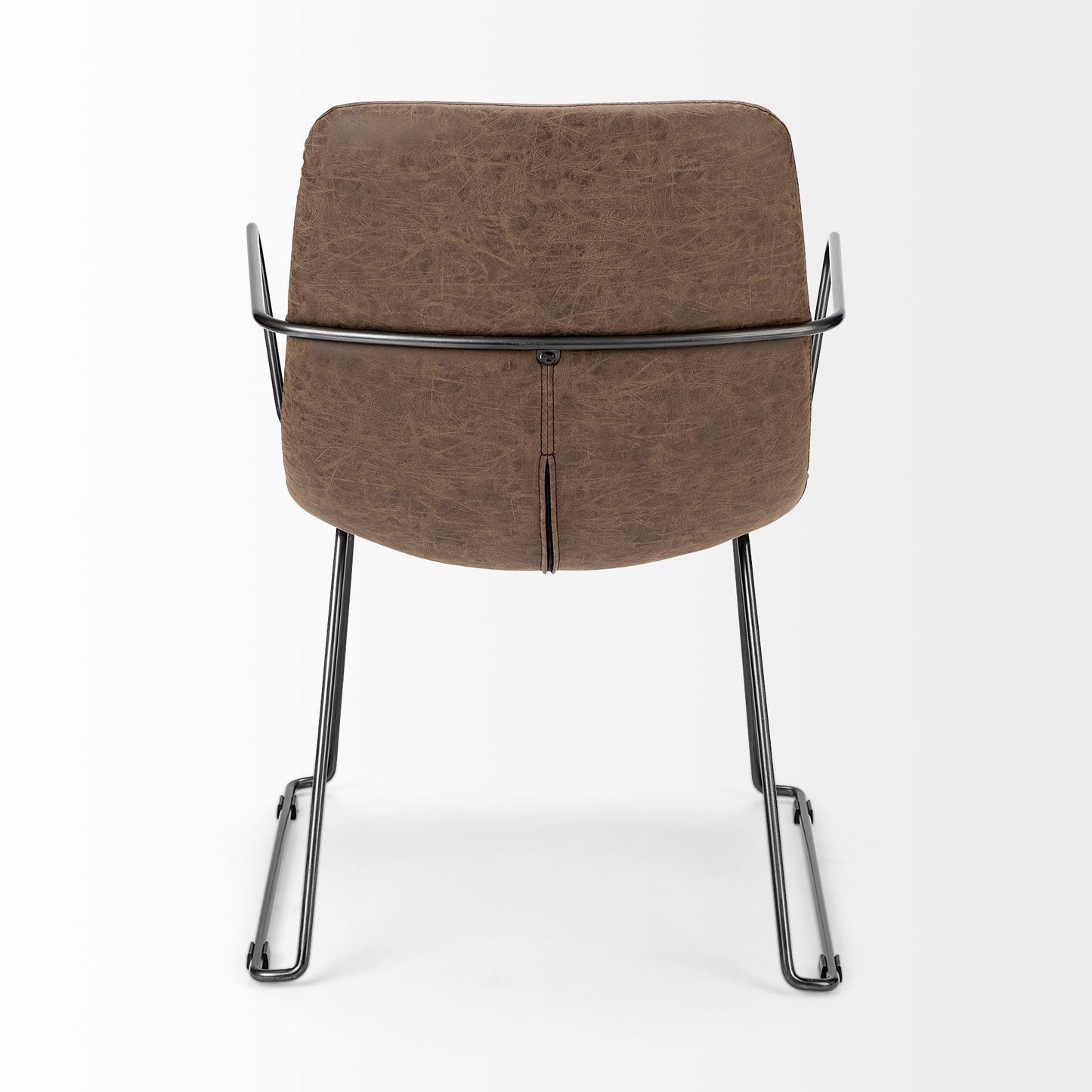 Sawyer Dining Chair Brown Faux Leather | Black Metal (Armchair) - dining-chairs