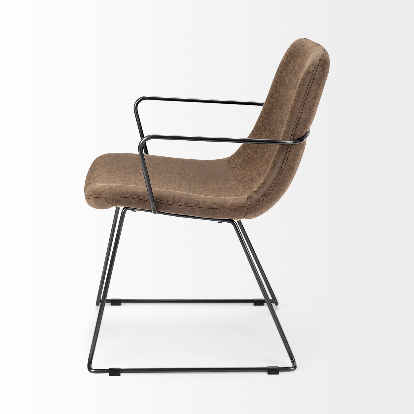 Sawyer Dining Chair Brown Faux Leather | Black Metal (Armchair) - dining-chairs