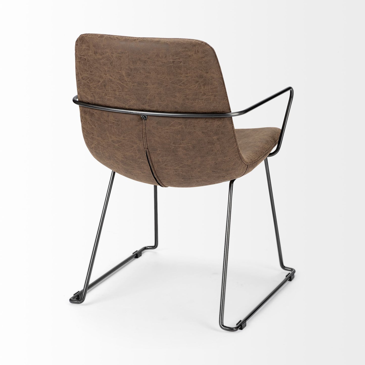 Sawyer Dining Chair Brown Faux Leather | Black Metal (Armchair) - dining-chairs