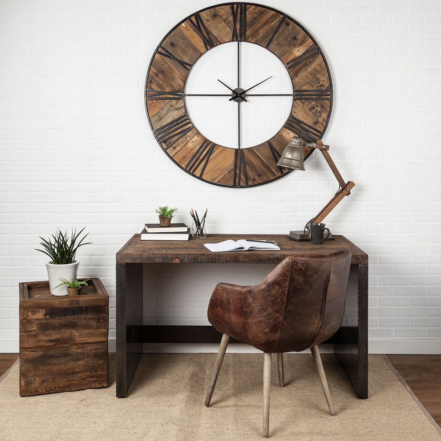 Orwell Office Desk Brown Wood | Black Metal - office
