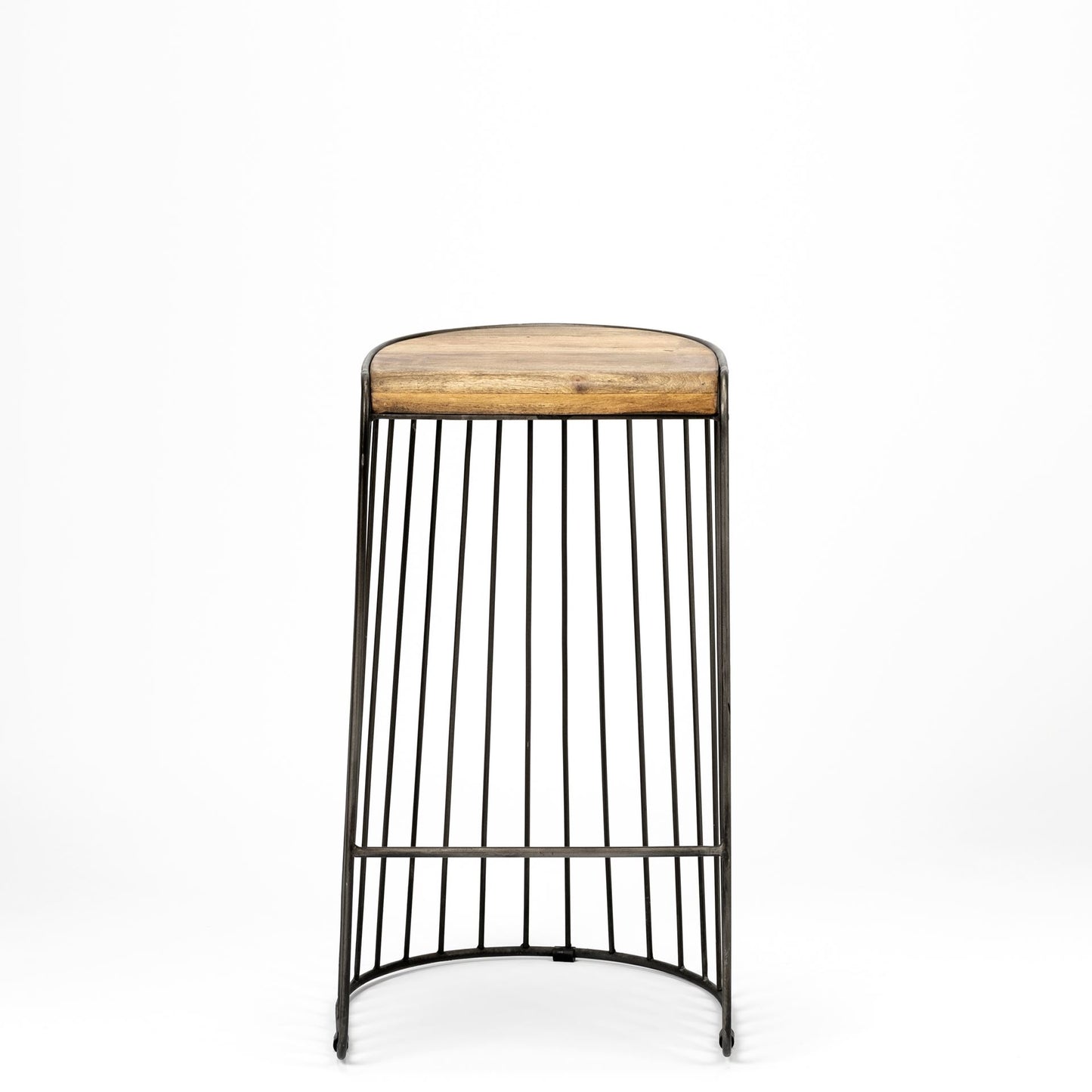 Seagram Wood Seat Bar Counter Stool Brown Wood | Black Metal | Bar - bar-stools