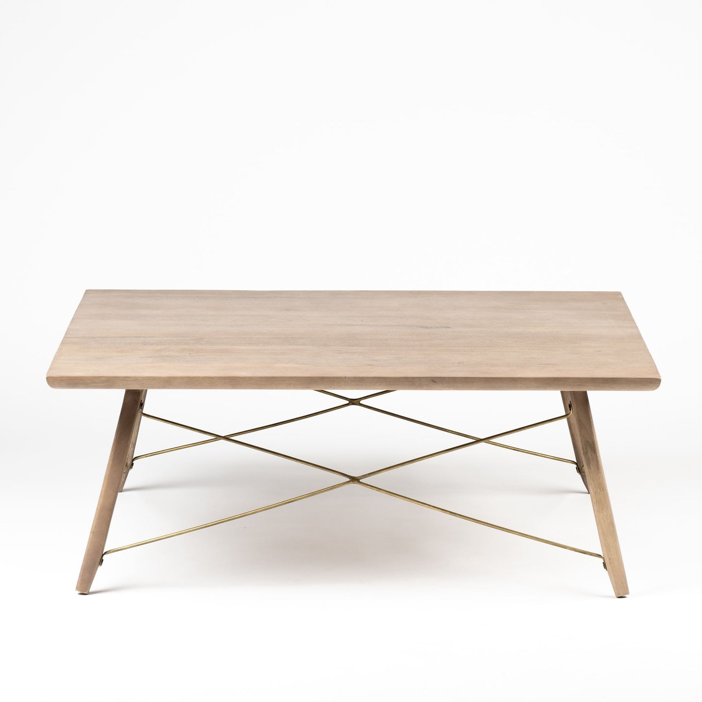 Kirby Coffee Table Brown Wood | Gold Metal - coffee-tables