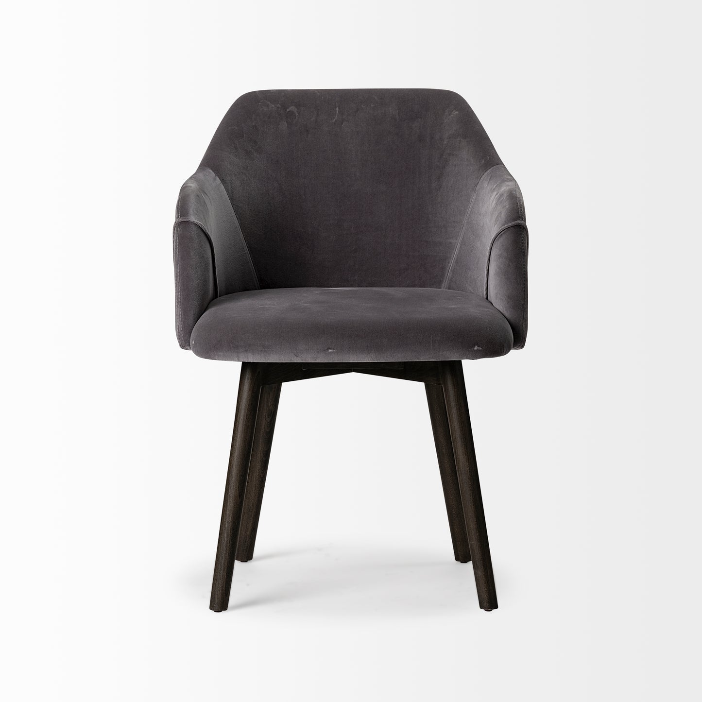 Ronald Dining Chair Gray Velvet | Black Wood (Armchair) - dining-chairs