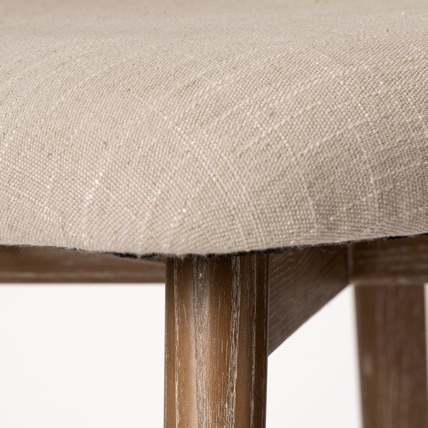 Ronald II Cream Fabric Wrap Brown Wooden Base Dining Chair