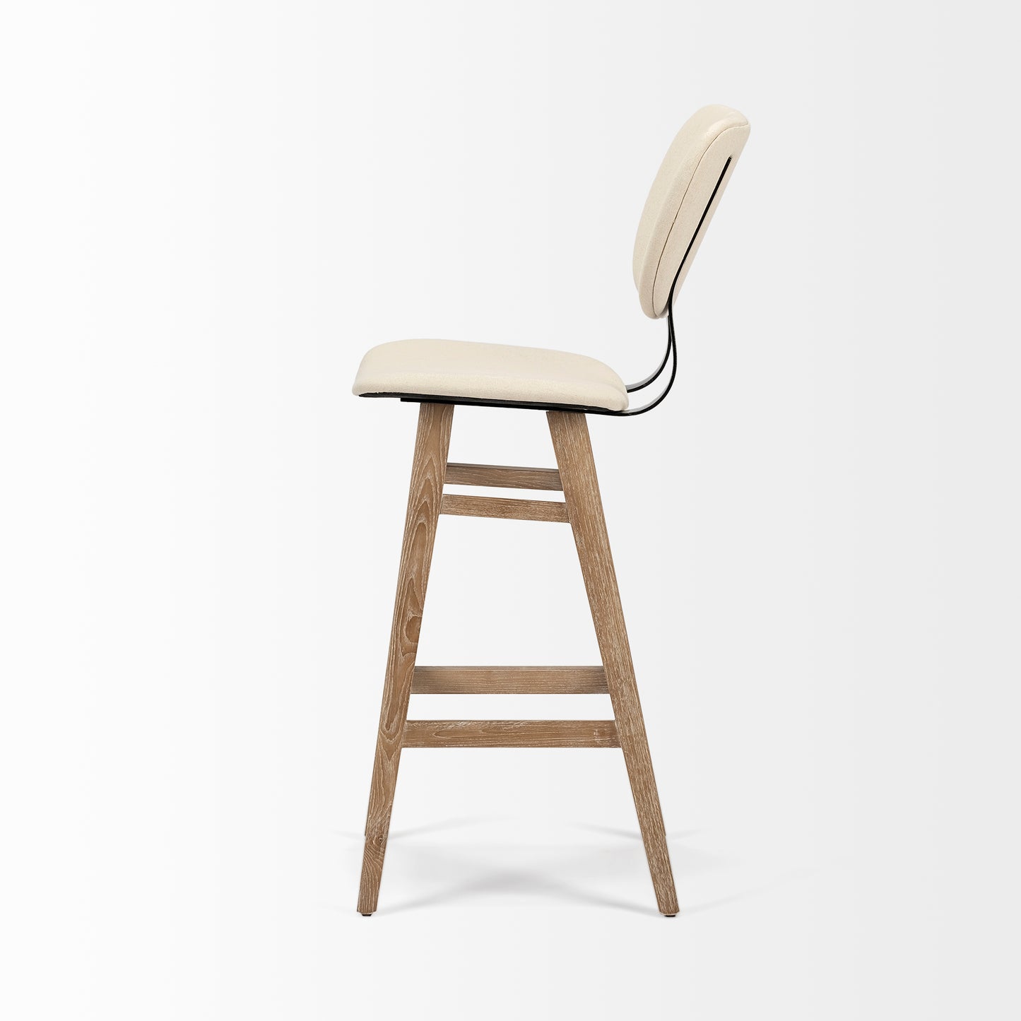 Haden Bar Counter Stool Cream Fabric | Brown Wood | Bar - bar-stools