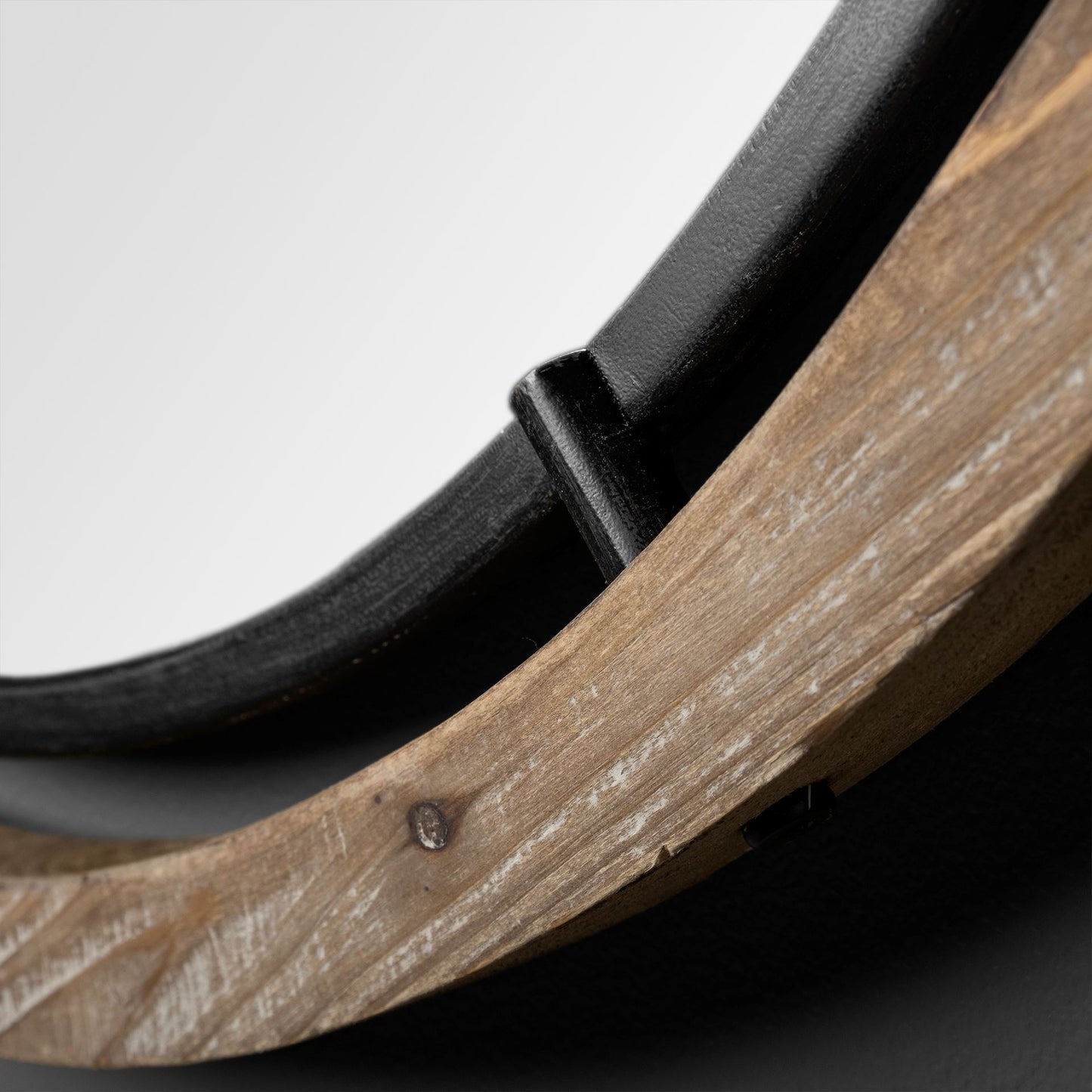 Josi 28" Brown Wood and Black Metal Frame Mirror