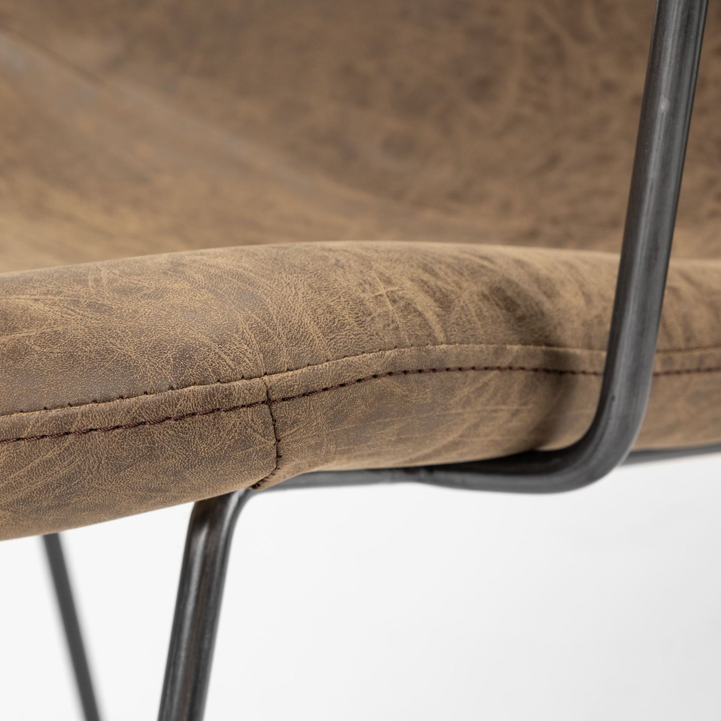 Sawyer Dining Chair Brown Faux Leather | Black Metal (Armchair) - dining-chairs