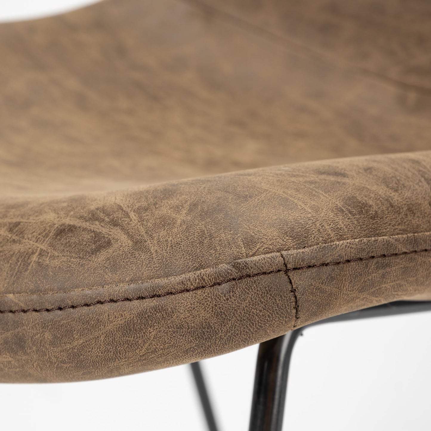 Sawyer Dining Chair Brown Faux Leather | Black Metal (Side Chair) - dining-chairs