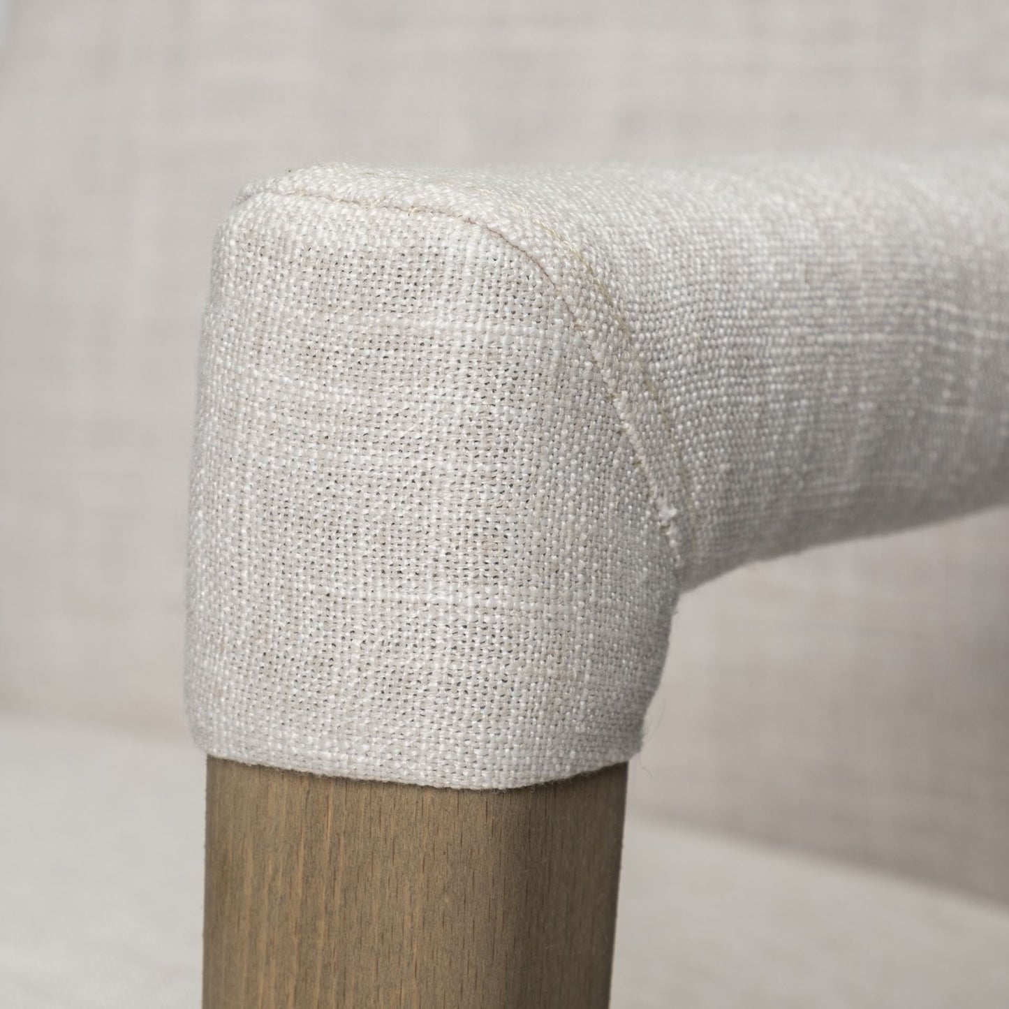 Palisades Cream Fabric Wrap Brown Wood Frame Dining Chair
