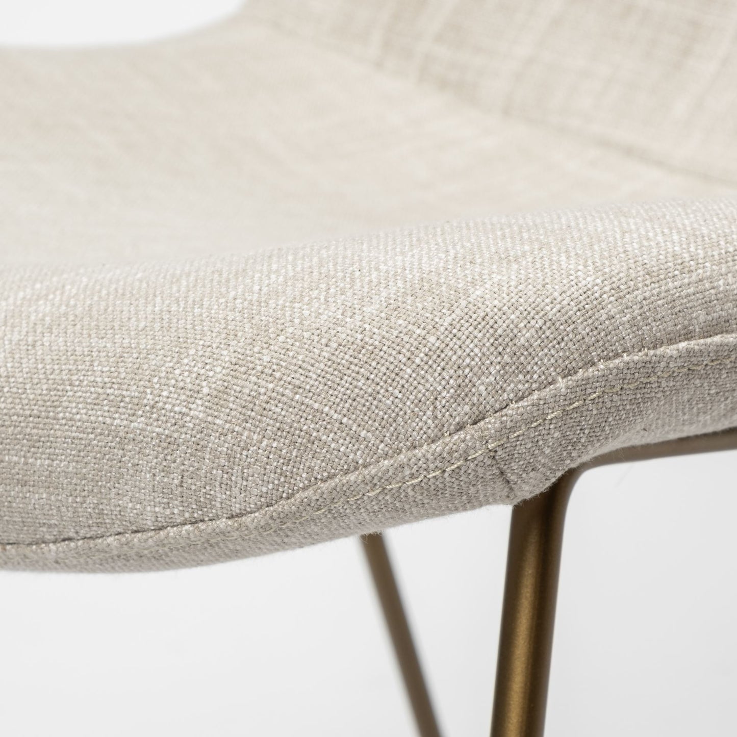 Sawyer I Beige Fabric Seat Gold Metal Frame Dining Chair