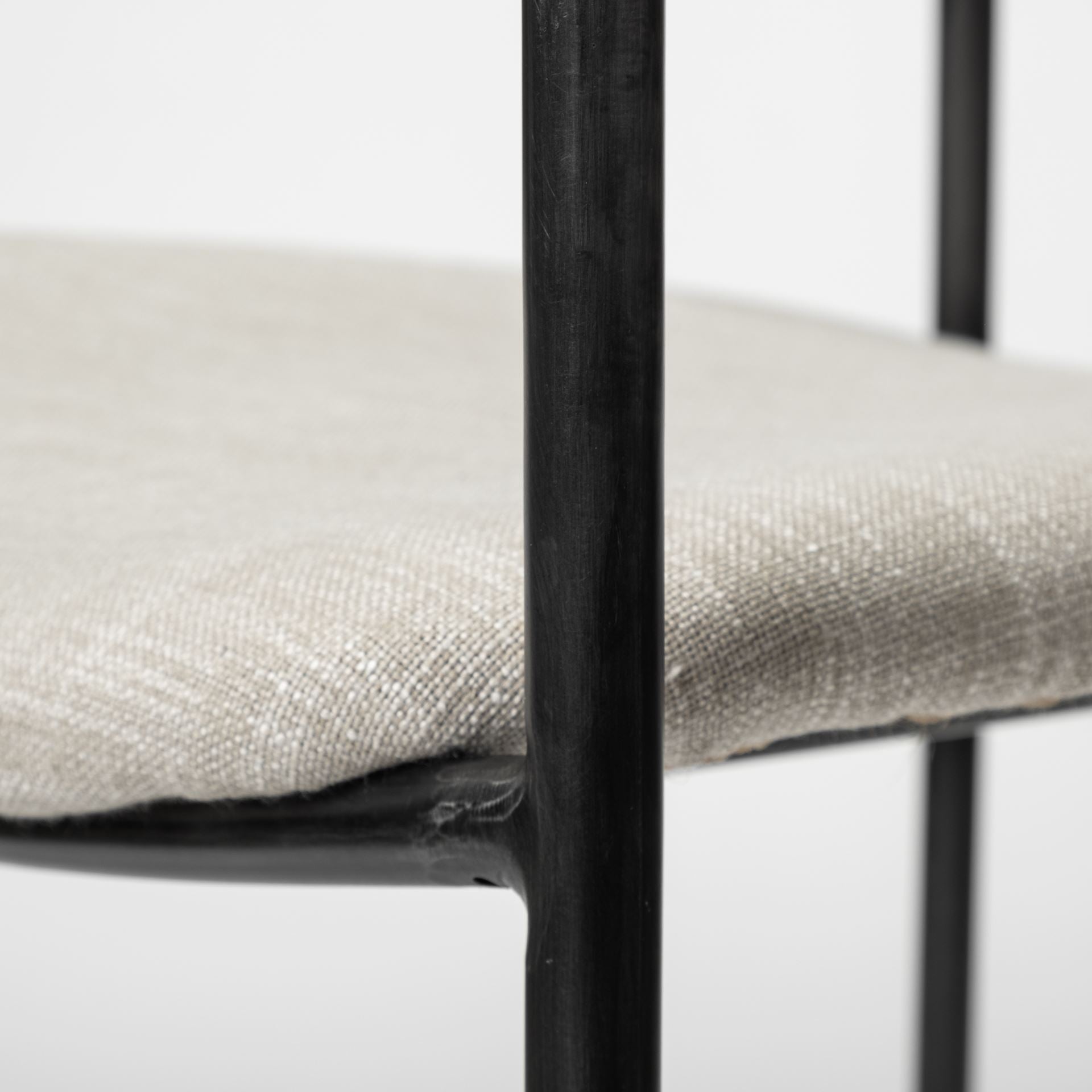 Parker Upholstered Dining Chair Beige Fabric | Gray Metal - dining-chairs