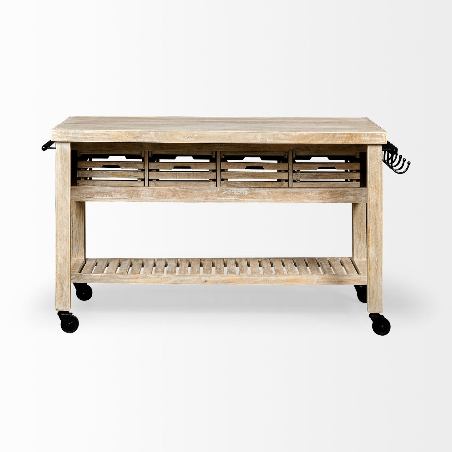 Columbia Large Kitchen Island Brown Wood | Rectangle - kitchen-islands