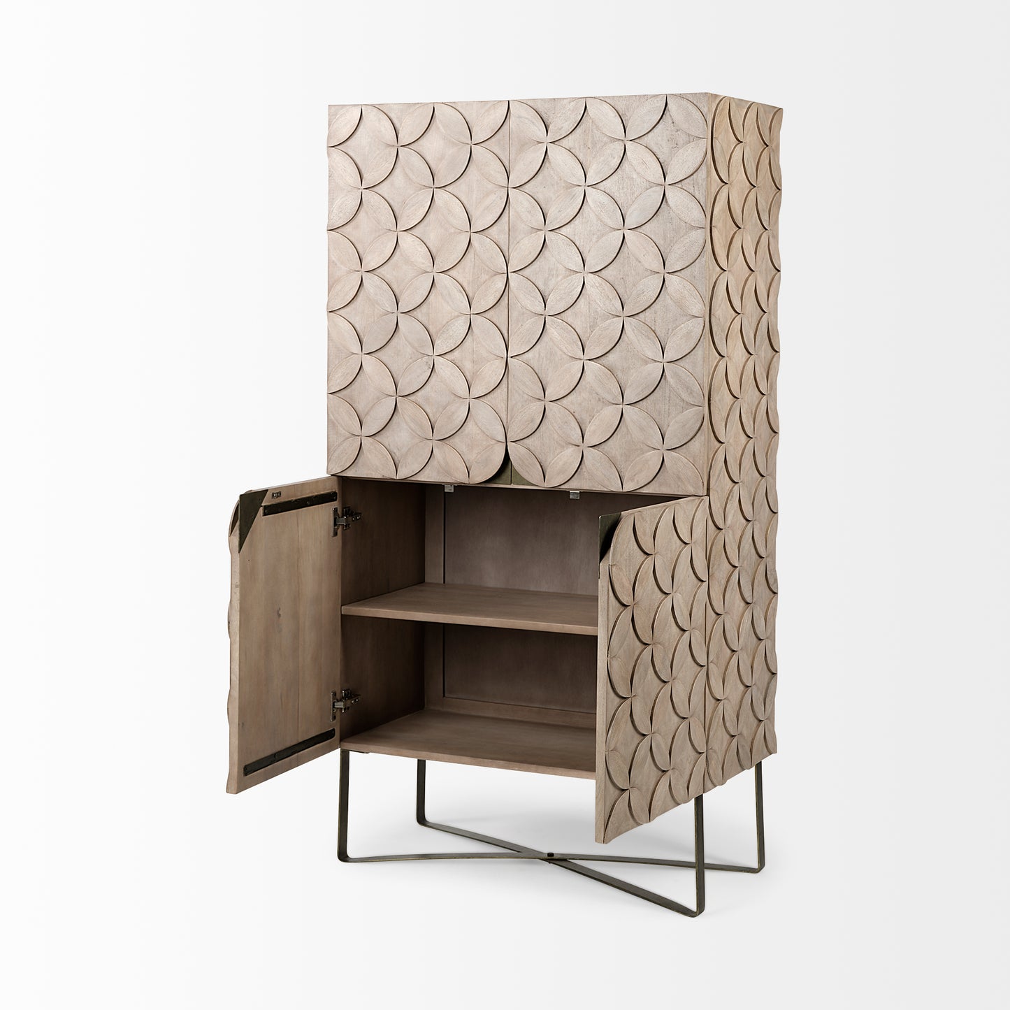 Excelsior Cabinet Brown Wood | Gold Metal - cabinets