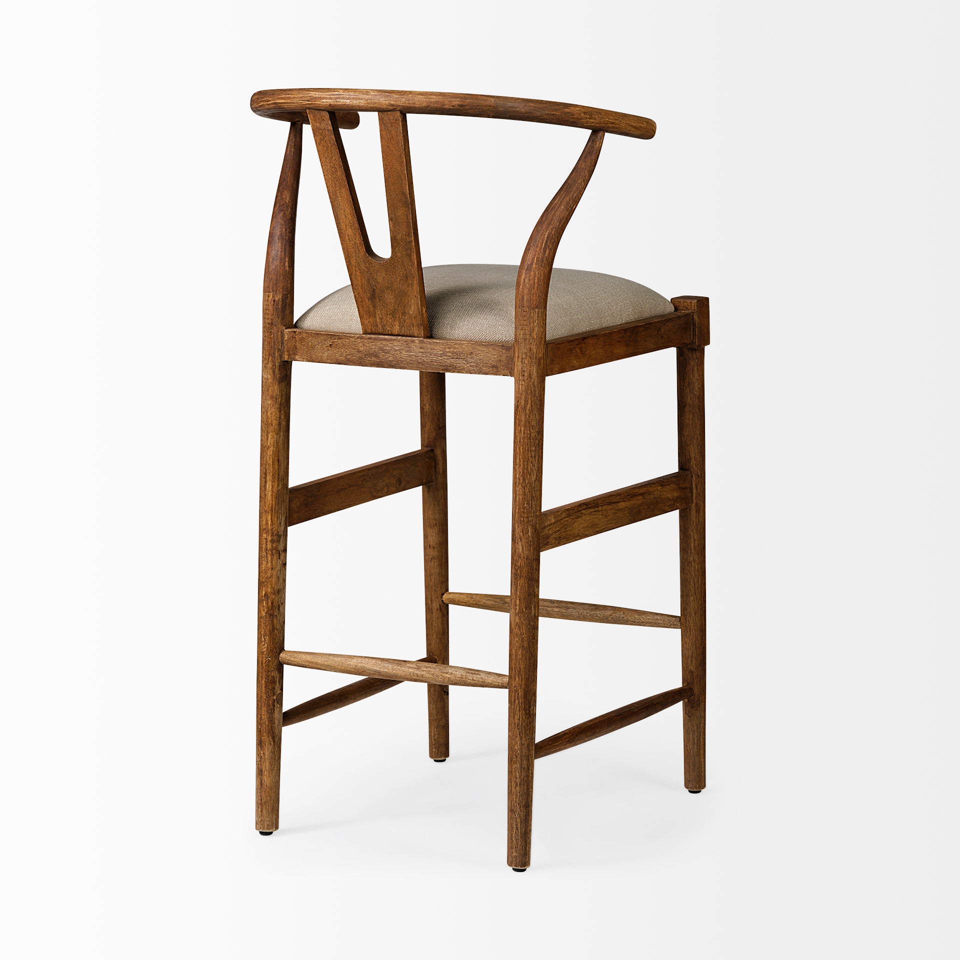 Trixie Upholstered Seat Bar Counter Stool Cream Fabric | Brown Wood | Bar - bar-stools