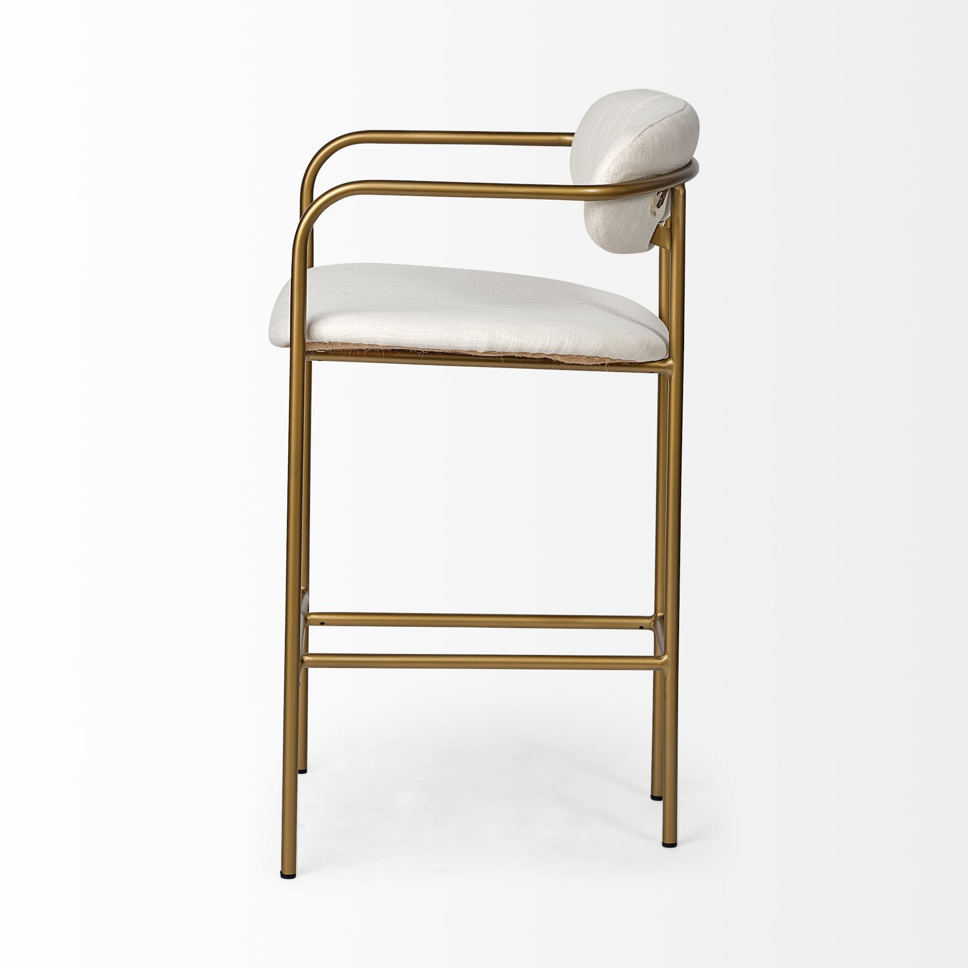 Parker Upholstered Seat Bar Counter Stool Cream Fabric | Gold Metal | Counter - bar-stools