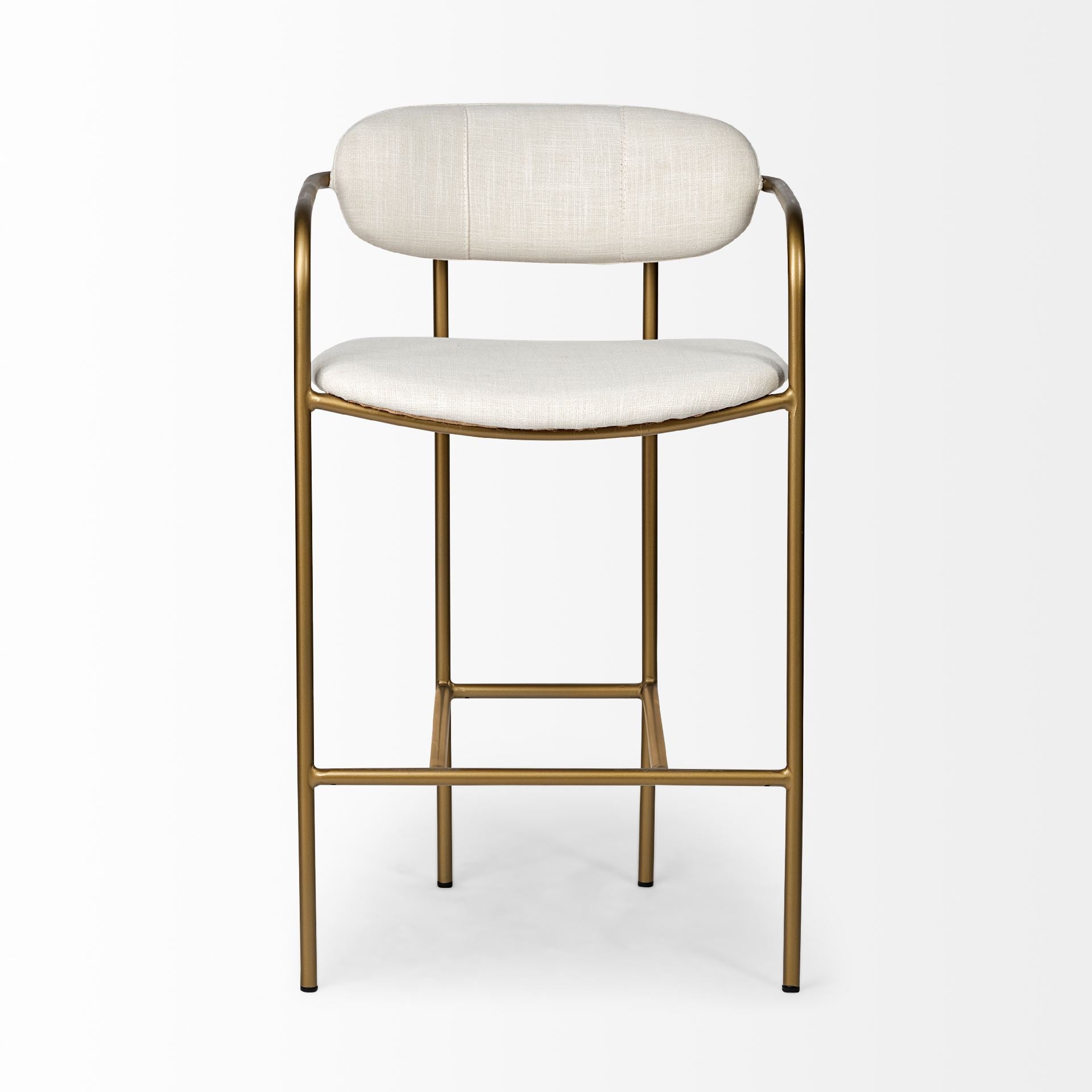 Parker Upholstered Seat Bar Counter Stool Cream Fabric | Gold Metal | Counter - bar-stools