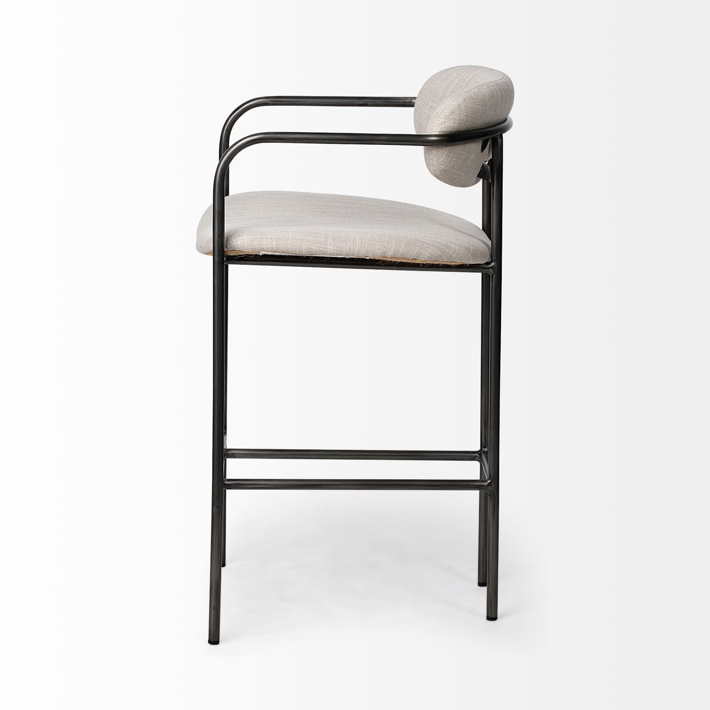 Parker Upholstered Seat Bar Counter Stool Beige Fabric | Grey Metal | Counter - bar-stools