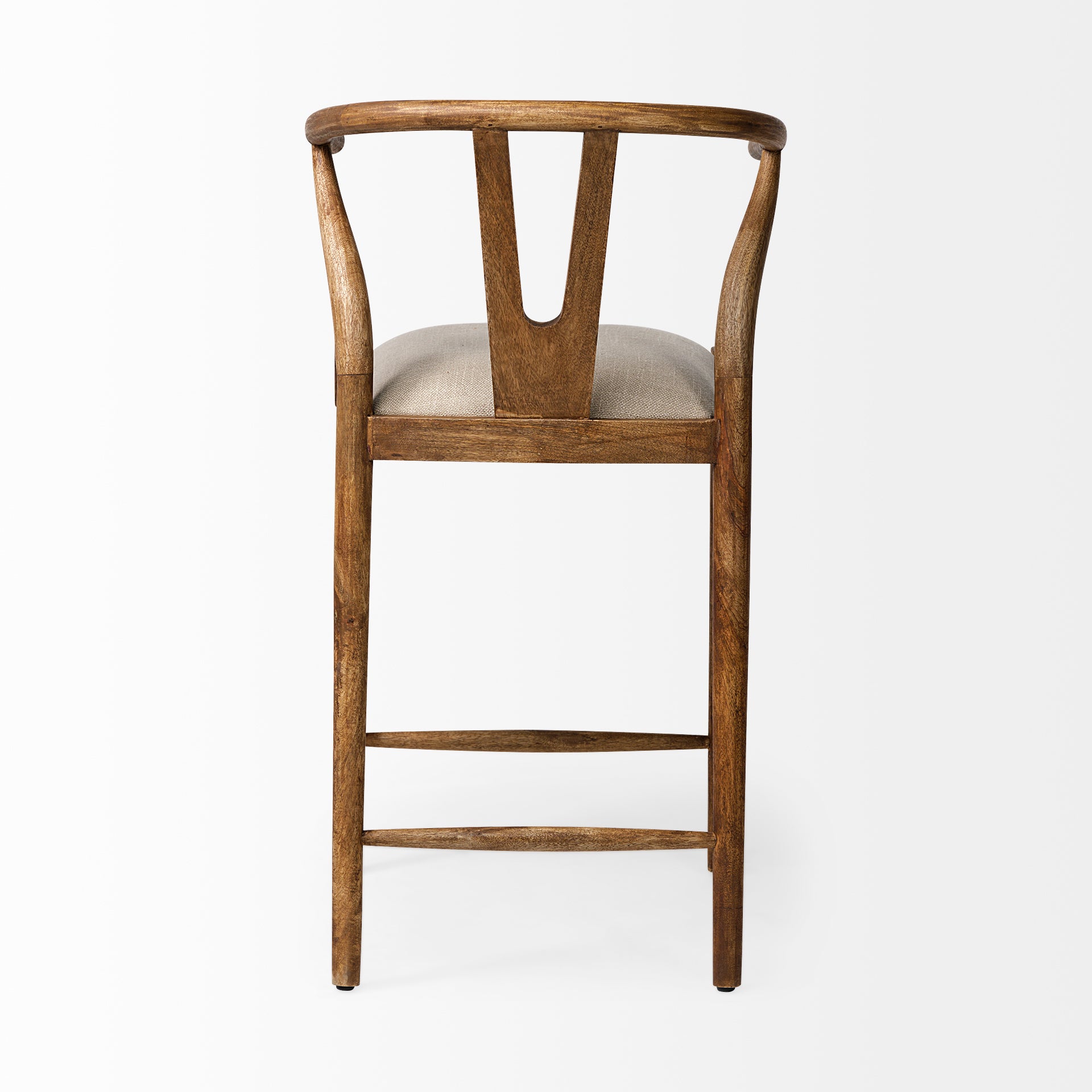 Trixie Upholstered Seat Bar Counter Stool Cream Fabric | Brown Wood - bar-stools