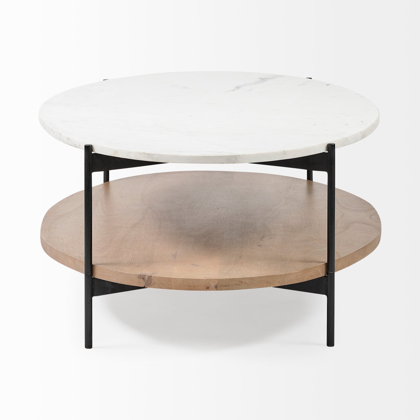 Larkin Coffee Table White Marble | Brown Wood - coffee-tables
