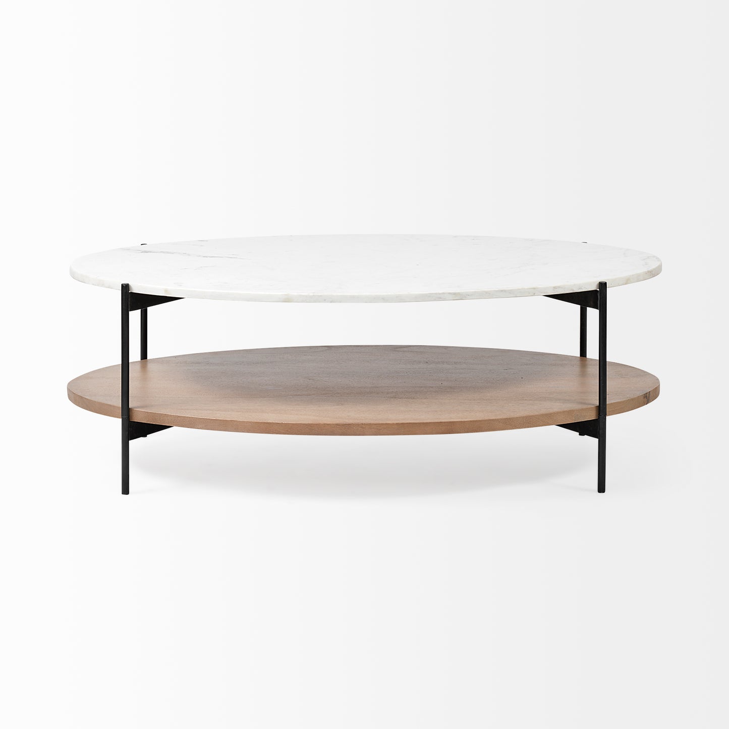 Larkin Coffee Table White Marble | Brown Wood - coffee-tables