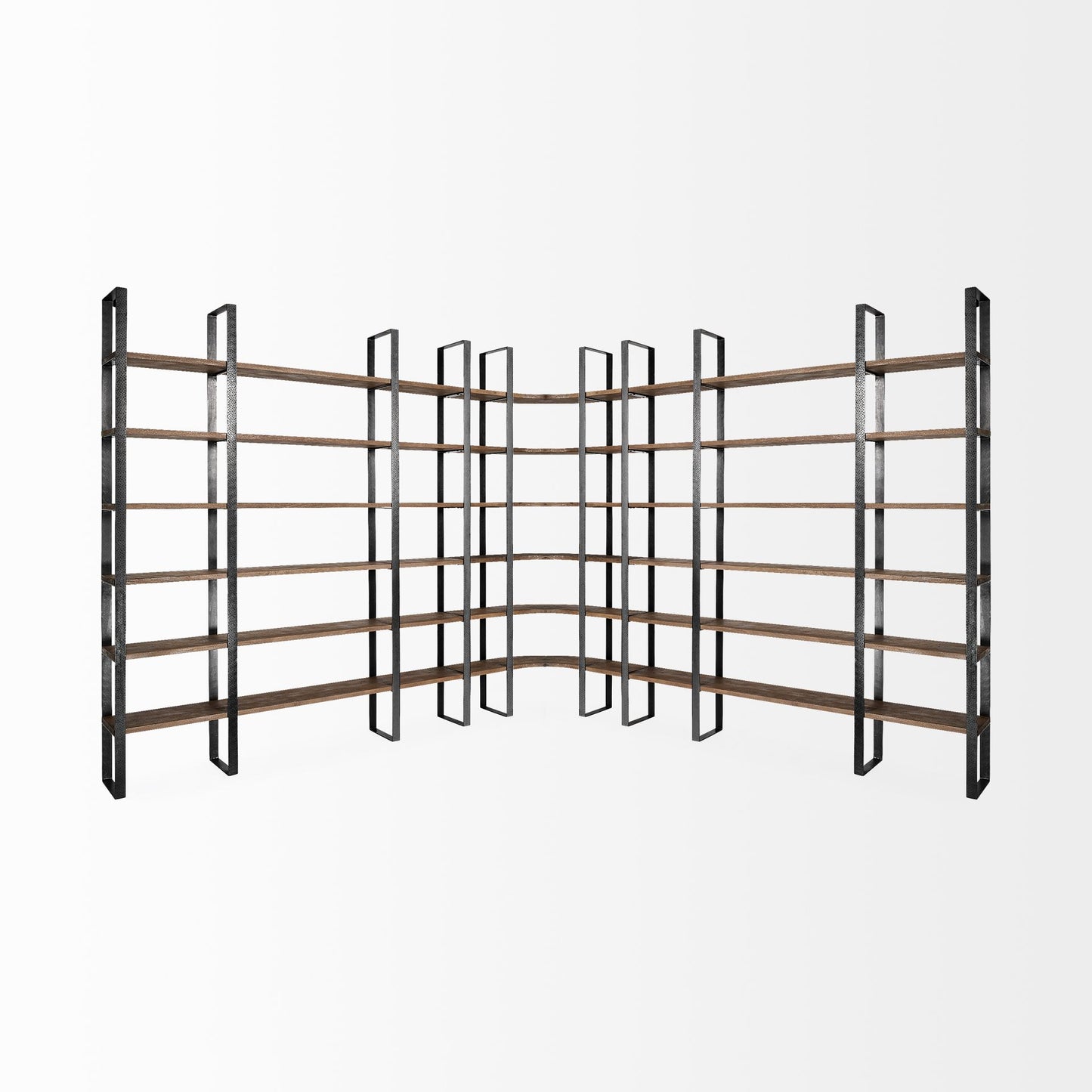 Turner Shelving Unit Dark Brown Wood | Black Metal - shelving
