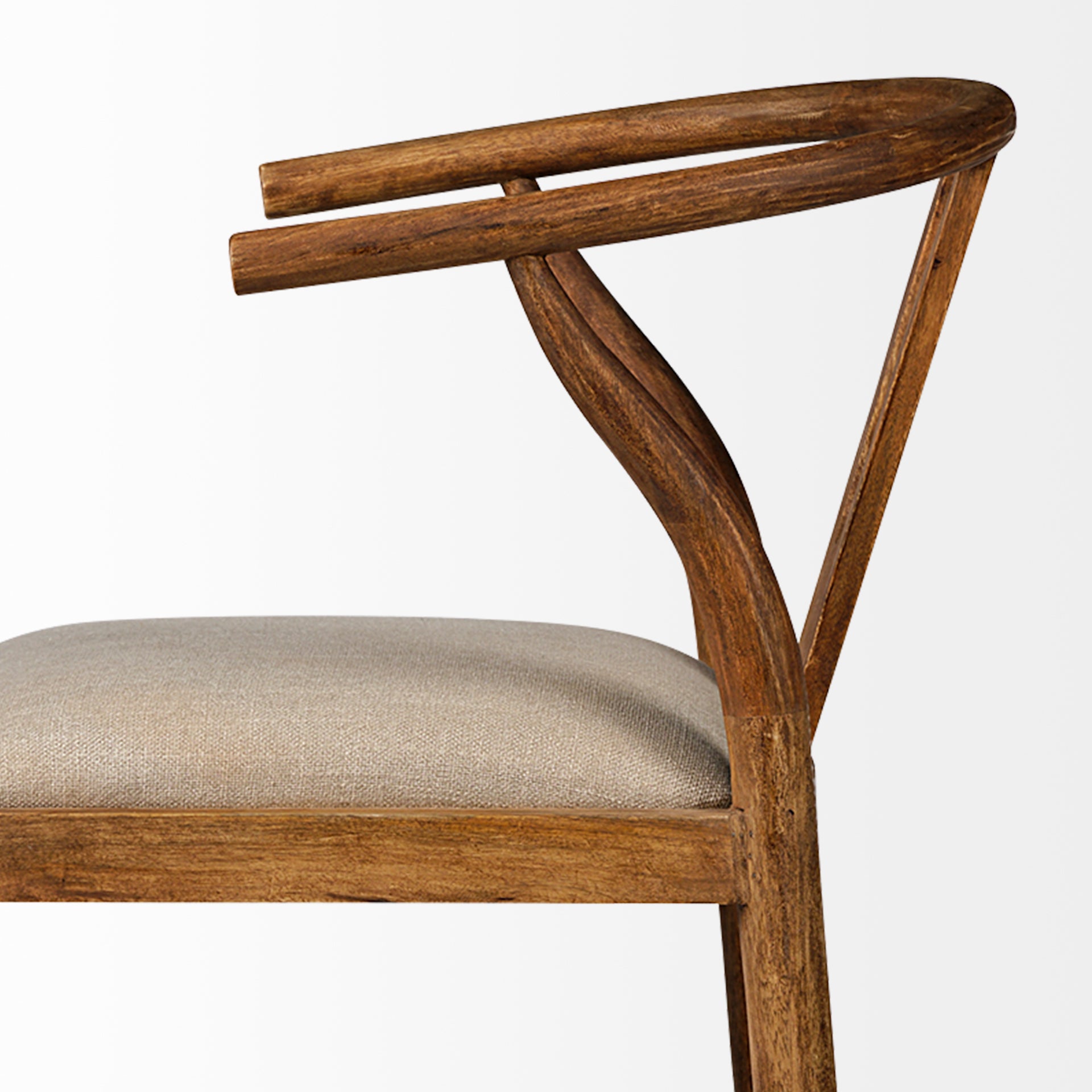 Trixie Upholstered Seat Bar Counter Stool Cream Fabric | Brown Wood | Bar - bar-stools