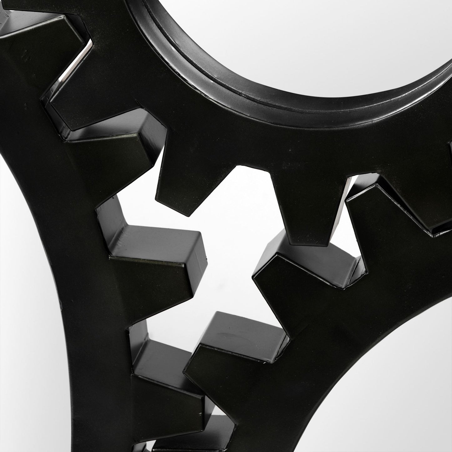 Alloy Cog 37" Round Black Metal Frame Mirror