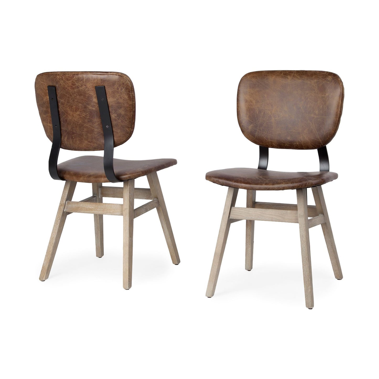 Haden Leather Dining Chair Brown Leather | Brown wood - dining-chairs