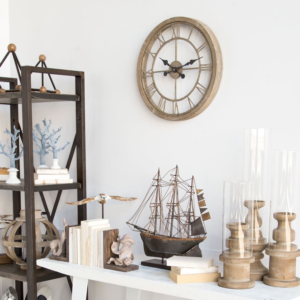 Mething Light Brown 19" Small Farmhouse Wall Clock