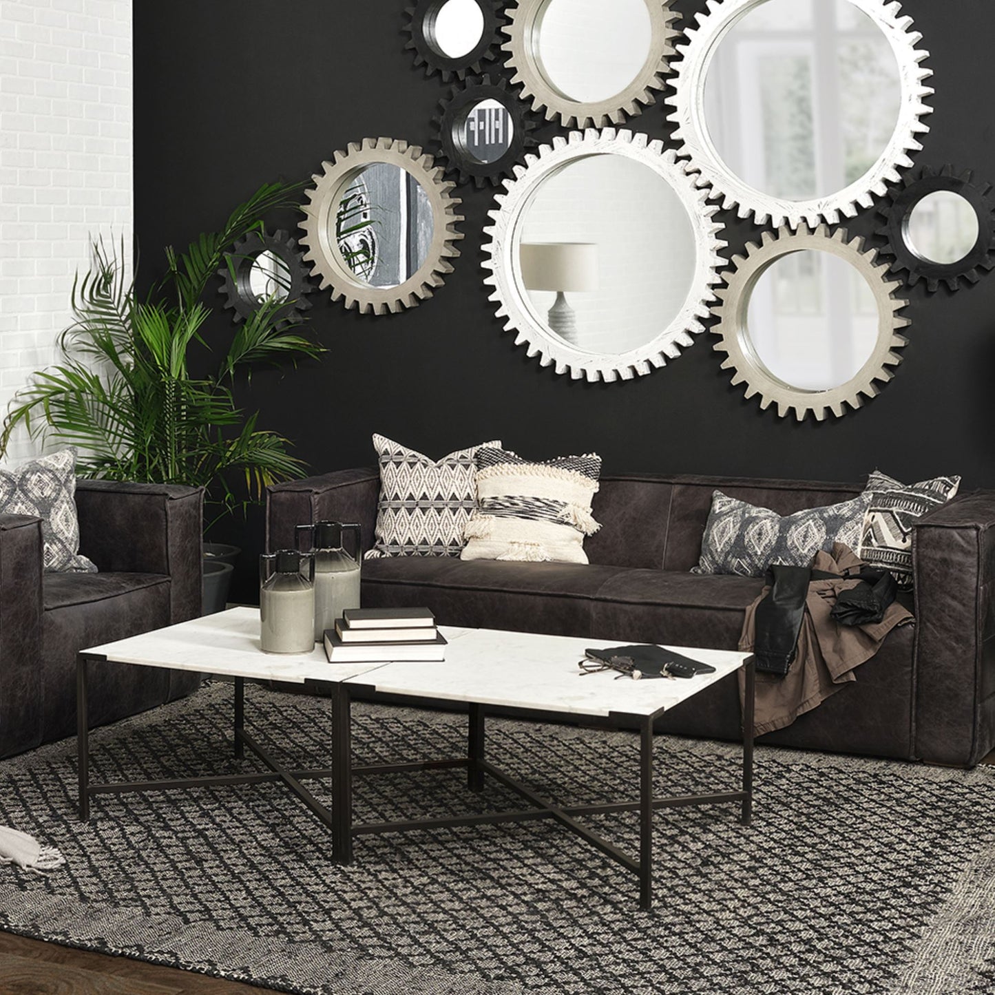 Lucas Coffee Table White Marble | Black Metal - coffee-tables