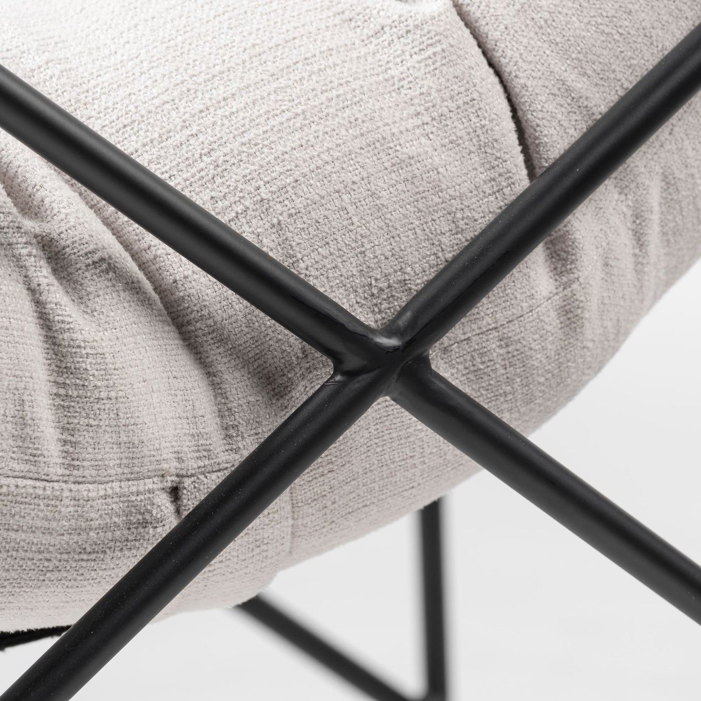 Leonidas Accent Chair Cream Fabric | Black Metal - accent-chairs