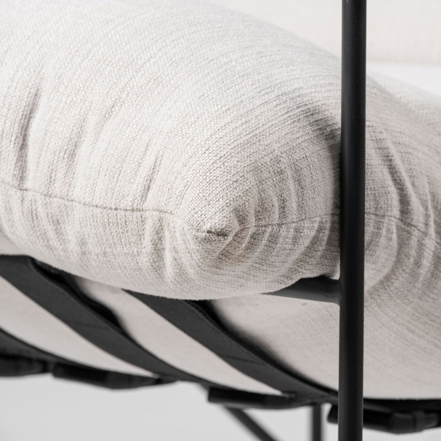 Leonidas Accent Chair Cream Fabric | Black Metal - accent-chairs