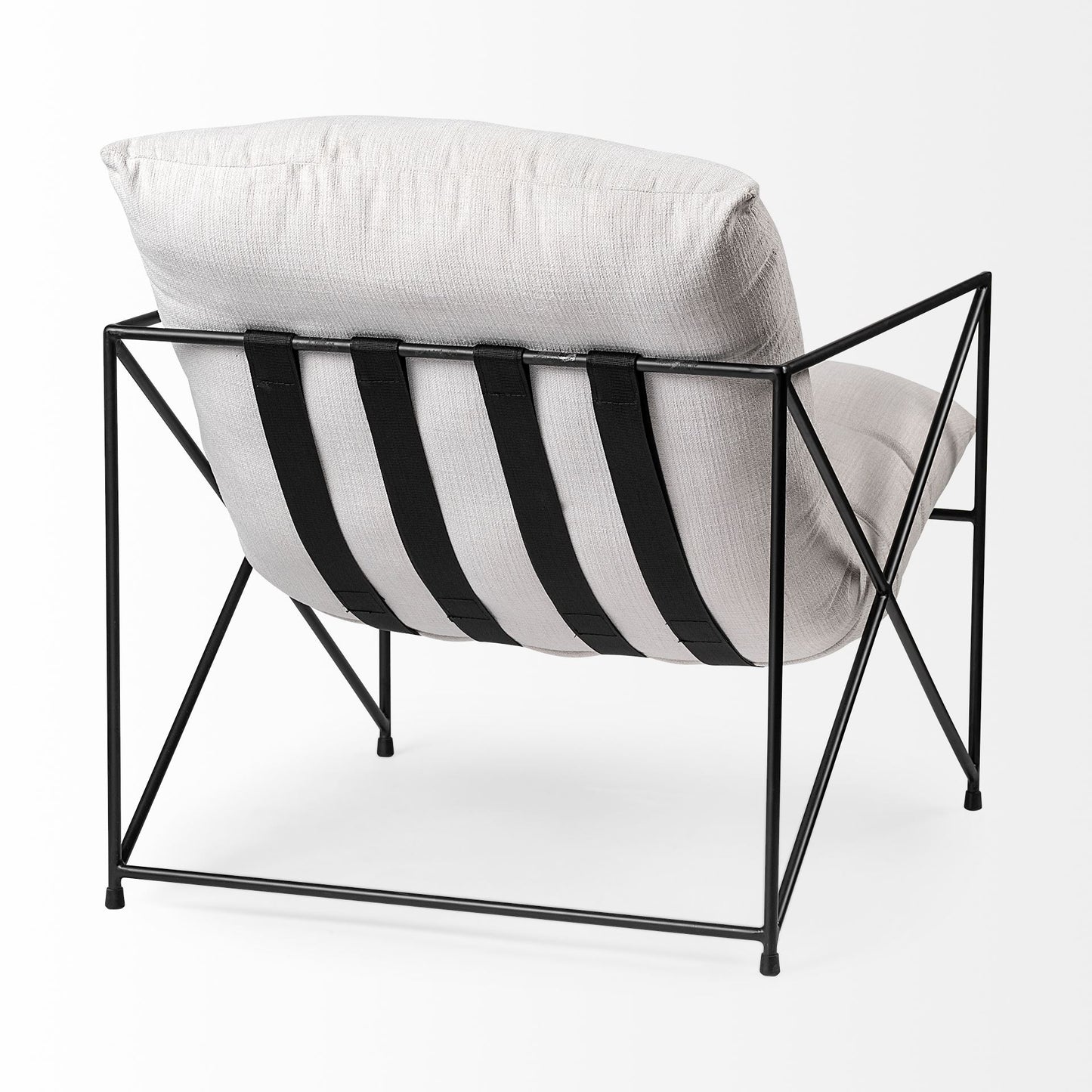 Leonidas Accent Chair Cream Fabric | Black Metal - accent-chairs