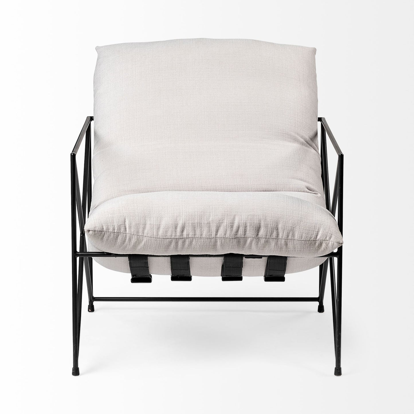 Leonidas Accent Chair Cream Fabric | Black Metal - accent-chairs