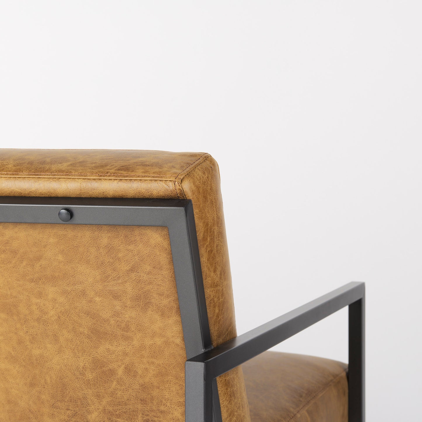 Armelle Accent Chair Brown Leather | Gray Metal - accent-chairs