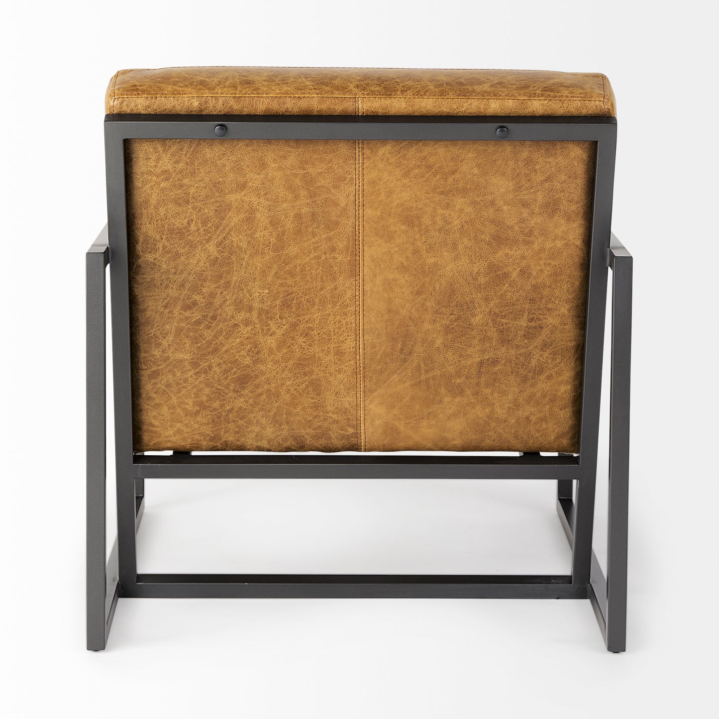 Armelle Accent Chair Brown Leather | Gray Metal - accent-chairs