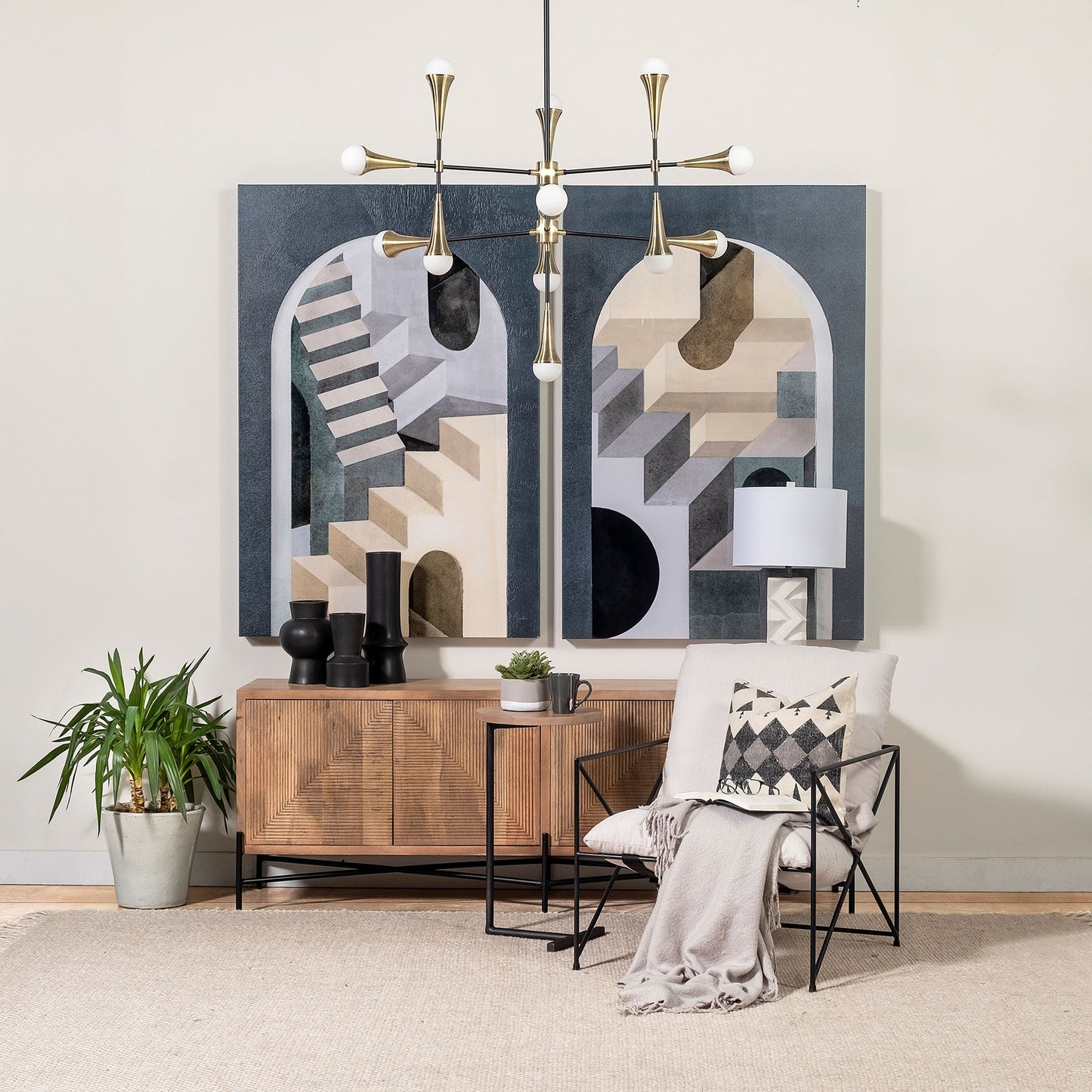 Ballatine Accent Table Brown Wood | Black Metal - accent-tables