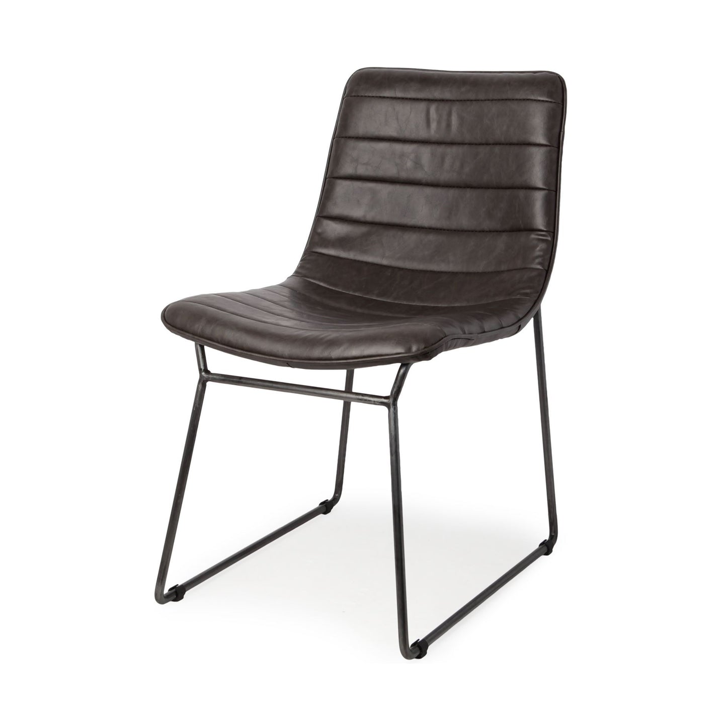 Thornton Dining Chair Brown Faux Leather | Black Metal - dining-chairs