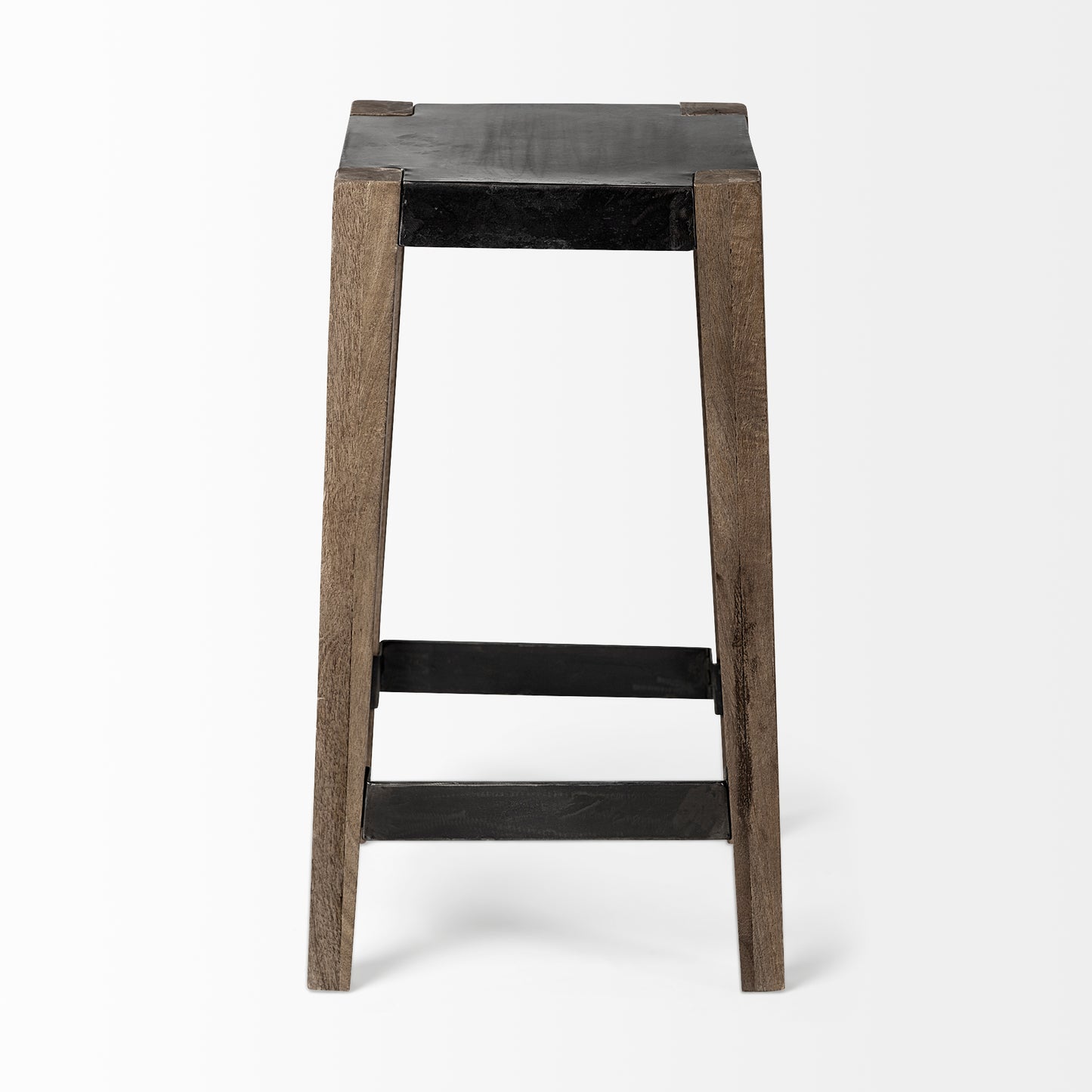 Nell Metal Seat Bar Counter Stool Black Metal | Light Brown Wood | Counter - bar-stools