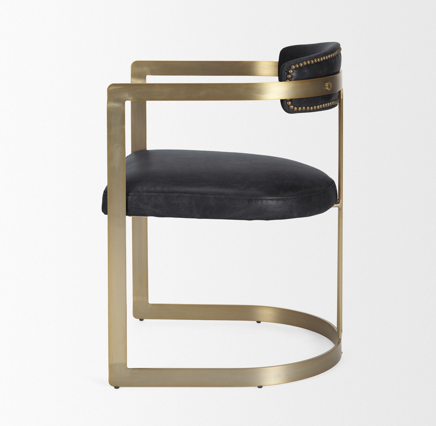 Hollyfield Leather Dining Chair Black Leather | Gold Metal - dining-chairs