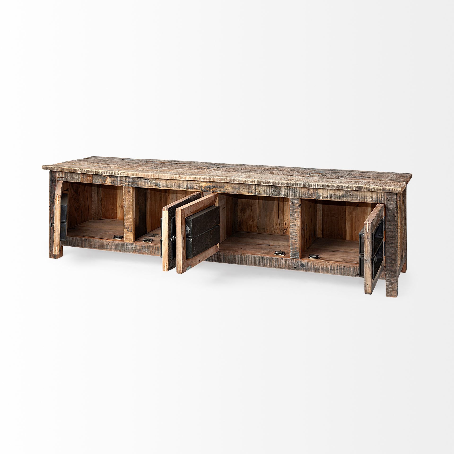 Wilton Media Console Reclaimed Wood | Blackened Metal - media-console