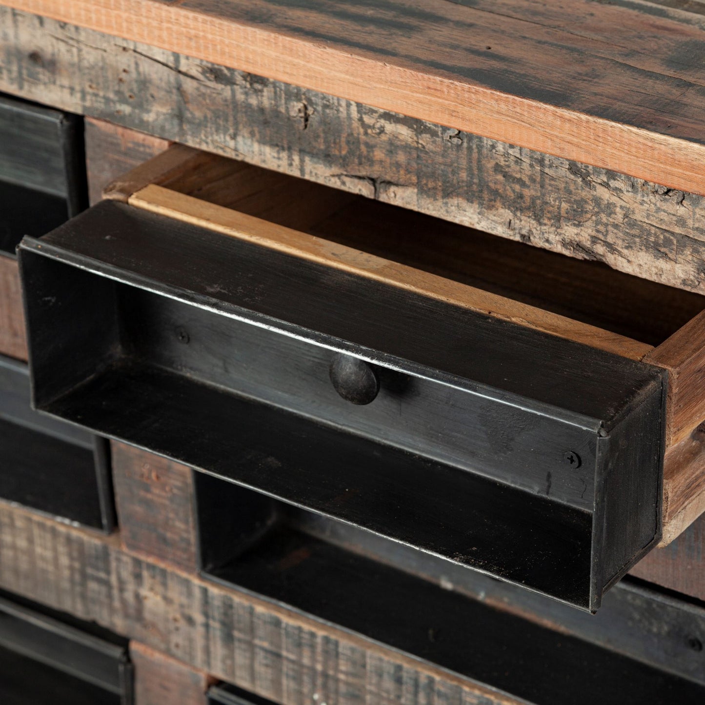 Wilton I 63x16 Reclaimed Wood and Metal 16 Drawer Sideboard