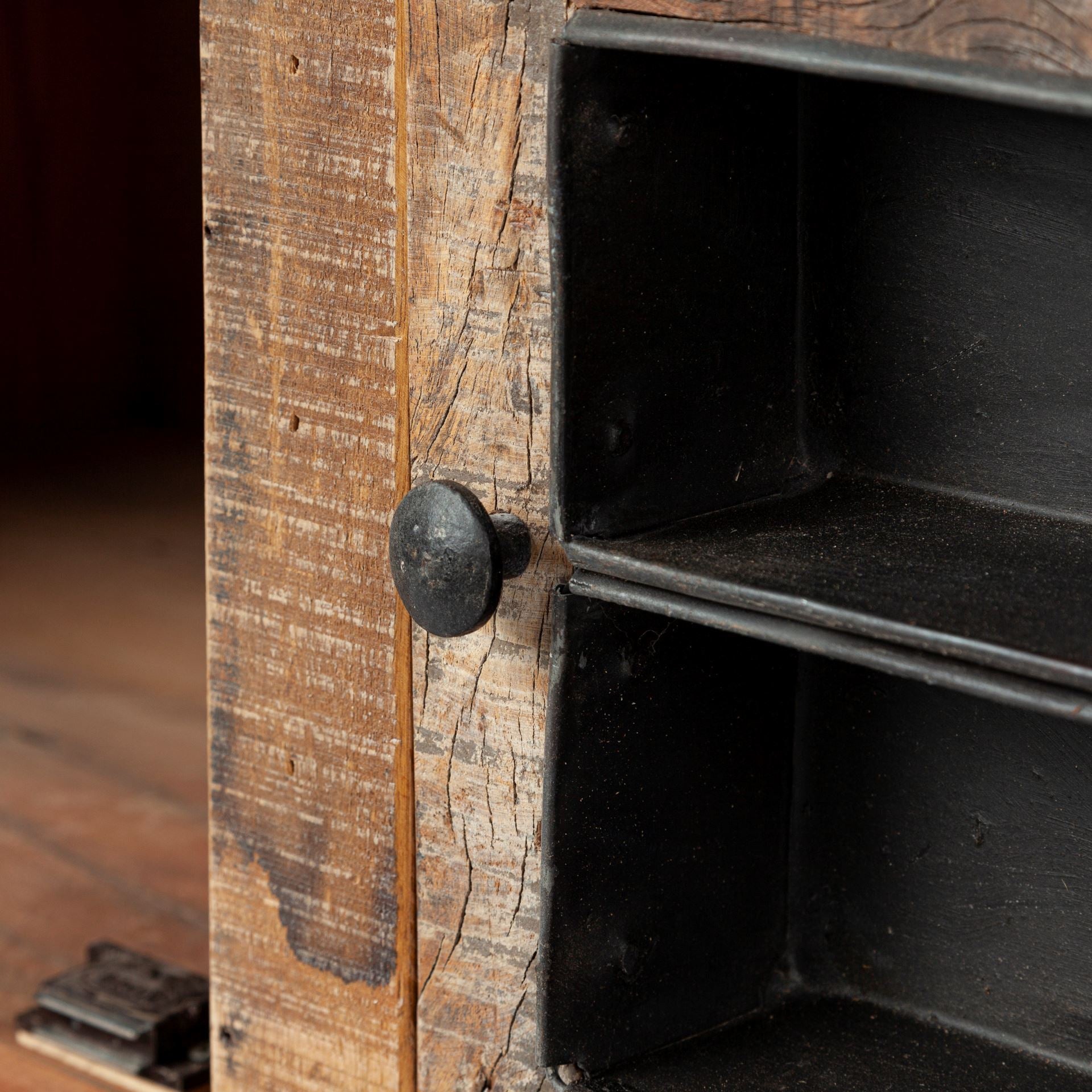 Wilton Media Console Reclaimed Wood | Blackened Metal - media-console