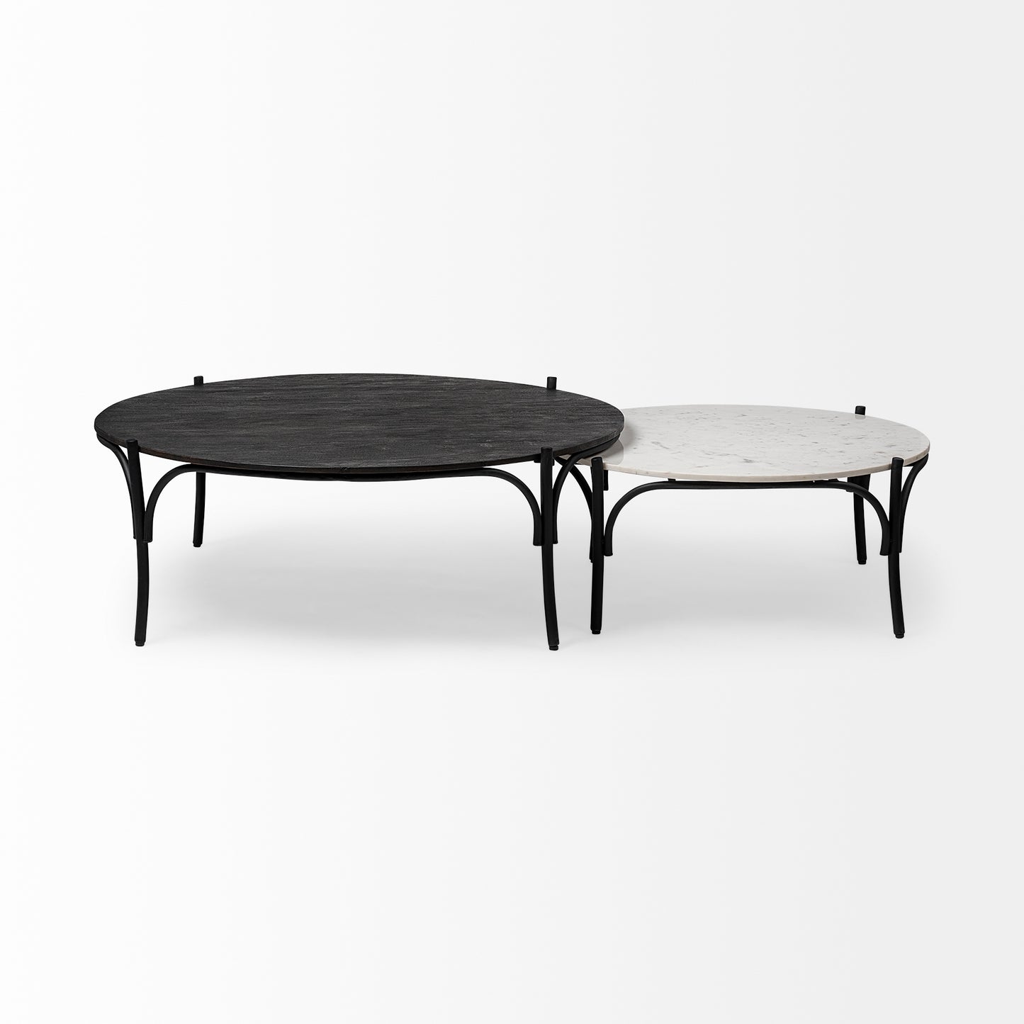 Etienne Coffee Table White Marble | Black Metal - coffee-tables