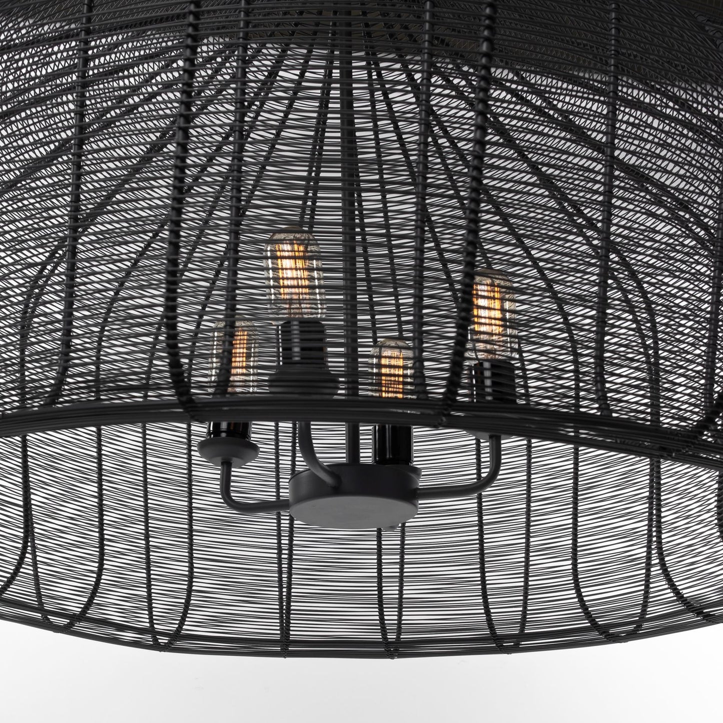 Camila (40"x31") Black Metal Mesh-Style Four Bulb Chandelier