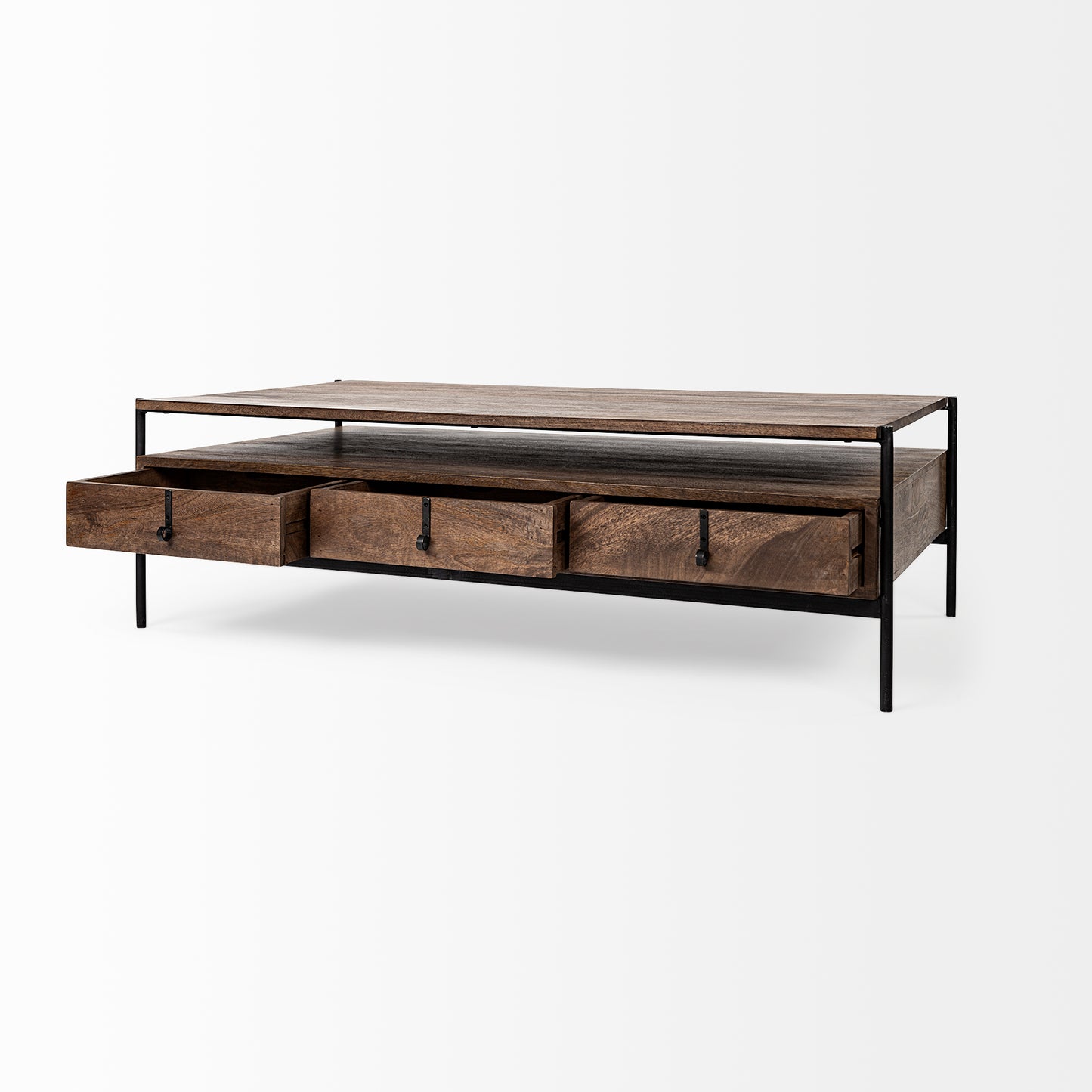 Glenn Coffee Table Brown Wood | Black Metal - coffee-tables
