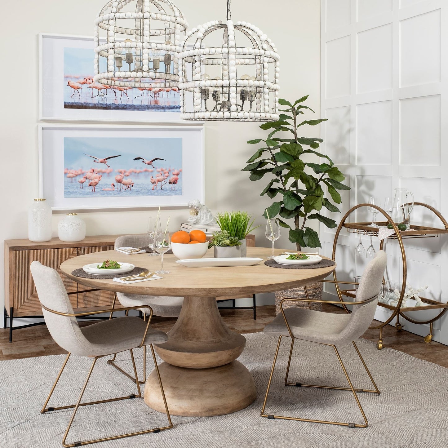 Sawyer Dining Chair Beige Fabric | Gold Metal (Armchair) - dining-chairs